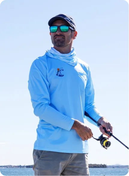 Man fishing in custom shirt