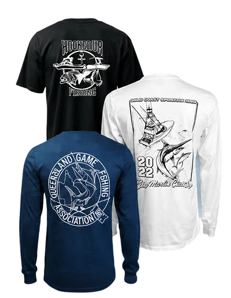 Screen printed t-shirts and long sleeve garments showcase